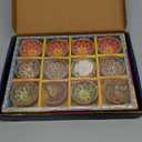 12 Pc Terracotta Handpainted Diya Set - Multicolor Decorative Clay Diyas for Diwali Pooja & Thanksgiving Celebrations | Unique Indian Gift Item | Natural Mitti Earthen Diyas