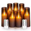 Kakoya Flameless LED Candles Upgraded Realistic Flickering Flame, 7Pcs Battery Operated Candles with Remote Timers, LED Pillar Candles for Home Decor, Christmas, and Parties（Grey）