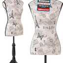 Mannequin - Adjustable Height, Durable Foam and Canvas Construction, Wooden Base, Compact Shoulder Width, Lightweight, Versatile Display for Clothing and Accessories, Black & White, 51.18-66.93"h X 14.96"w