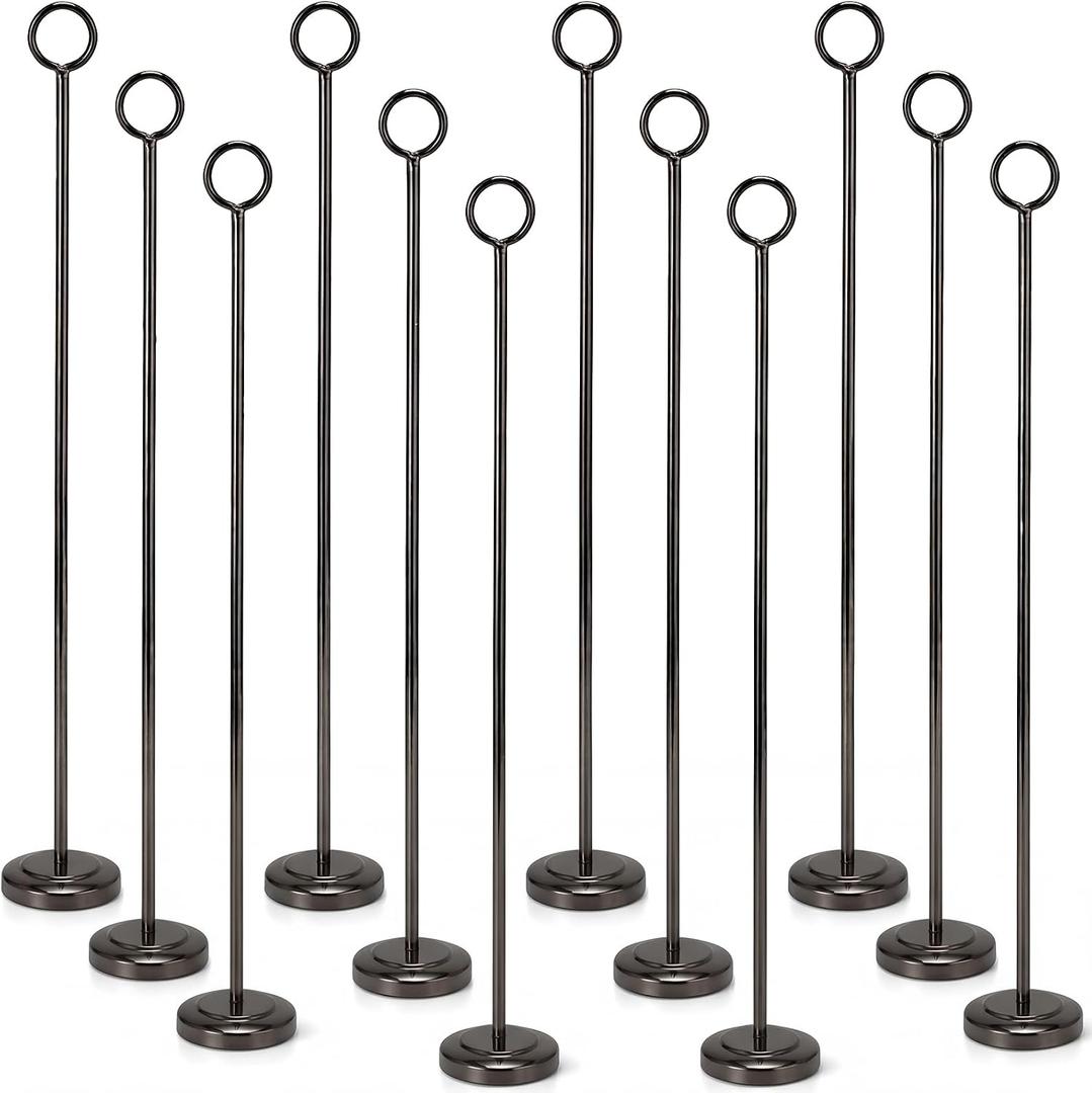 Shimeyao Black 12 Pcs Table Number Holders 15 Inch Number Stand Place Card Holder for Photos, Food Signs, Memo Notes, Weddings, Restaurants, Birthdays, Event Centerpiece