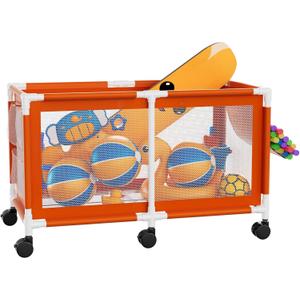 Jotesnew 280 Gallon 69" L Extra Large Swimming Pool Storage Bin, Pool Noodles Holder, Toys, Floats, Balls and Floats Equipment Mesh Rolling Storage Organizer Bin, 69" Lx32 Wx35 H (Orange)