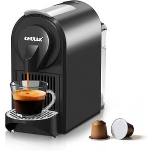 CHULUX Mini Espresso Machine, 20 Bar Single Cup Coffee Maker, Dual Brew Modes for Espresso and Lungo, 1400W Fast Brewing, Mystic Black (Upgrade Model)