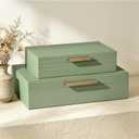 JARLINK Decorative Storage Boxes with Lids, PU Leather Bins, 1 Pack, Sage