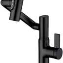 Lefton Rotatable Bathroom Faucet with Temperature Display in Fahrenheit (Batteries-Free), 3 Water Outlet Modes, Matte Black, BF2204-3