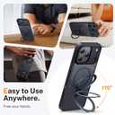 for iPhone 17 Pro Max Case: with 360 Spin Magnetic Stand, Camera Control Button, Fit for MagSafe, Military Drop Protective Slim Phone Cover for 17 ProMax with Ring Kickstand, 6.9", Black