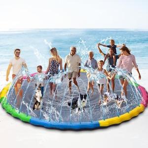 16 ft Giant Inflatable Splash Pad Extra Large 192" 2025 Update Non Slip Pad for Adults Large Dogs Pets Giant Thicken Sprinkler Pool Summer Outdoor Fun Backyard Fountain Play Mat (Cute Style)
