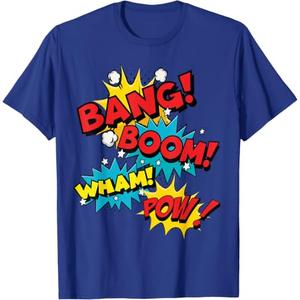 Bang Boom Wham Pow Comic Sound Effect Design T-Shirt M