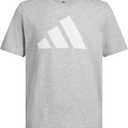 adidas Boys Short Sleeve Logo T-Shirt  Soft Cotton Blend Jersey, Regular Fit, Ribbed Crewneck (Large)