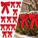 LaRibbons 12 Pack Red Velvet Christmas Bows, 13" x 9" Large Decorative Bows for Wreath, Tree, Garland & Holiday Decor, Indoor Outdoor Christmas Decorations