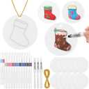 AmazingSpark 64 Pcs Christmas Stocking Magic Foam Texture Painting Kit, 36 Pcs Foam Texture Paper Stocking Crafts, 24 Colors Markers Paint 3D Effect DIY Blank Xmas Hanging Ornaments for Gifts