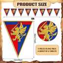 Hahafelt 6 Pcs 72 ft Medieval Fantasy Pennant Banner with Lion Design Medieval Party Decorations Hanging Party Bunting Banner Garden Triangle Flag for Castle Theme Festival Birthday Decor