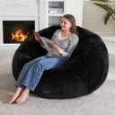 Hobestluk Bean Bag Chairs Large Bean Bag Couch for Adults Stuffed Sofa Chair Comfy Giant Bean Bag Chair with Spacious Design for Reading, Playing or Relaxing (Black), Oversize