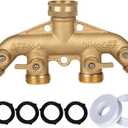 HEAVY DUTY Brass 4 Way Faucet Splitter, 4 Port Manifold, 4-Way Garden Hose Splitter, 3/4" Heavy-Duty Spigot Adapter with Ergonomic Solid Brass Shutoff Levers, Individual Shutoff Valves, Leak-Resistant