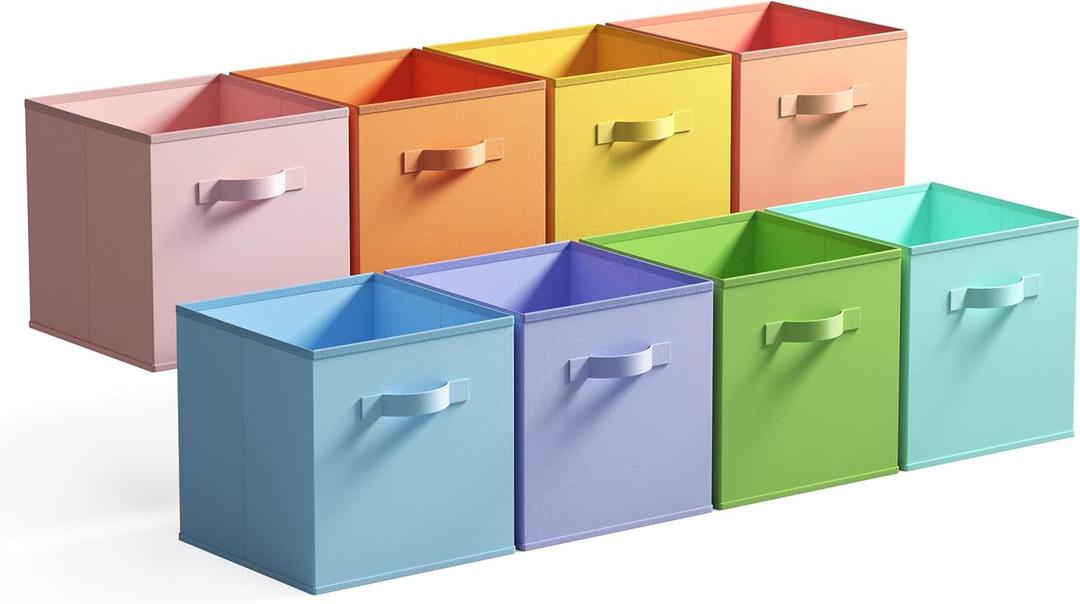 GRANNY SAYS 13 Inch Cube Storage Bins, Colorful Cube Storage Organizer, Fabric Storage Bins, Storage Cubes for Shelves, Closet, Toy Storage Bins for Kids Room, Play Room, Colour, 8-Pack