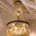 TOCHIC French Empire Crystal Chandeliers,9 Lights Rustic Farmhouse Chandelier,High Ceiling Light Fixture for Entryway,Antique Bronze Chandeliers for Dining Living Room,Foyer,Staircase,24" W x 40'' H