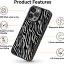 Compatible for iPhone 14 Pro Case Cute Aesthetic - Durable Fashion Funny Phone Case - Girly Black Zebra Print Pattern Print Cover Design for iPhone 14 Pro 6.1" Black