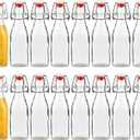 Encheng 8oz Glass Bottles With With Air Tight Lids,Beer Bottles For Home Brewing 250ml,Kombucha Bottles For Beverages,Kefir,Food Storage,Leak Proof,Dishware Safe 16 Pack (Clear)