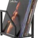 Metal Record Stand for Tabletop Holds 40 LPs, Vinyl Record Holder with Square Base & Non-Slip Pads, All Metal Album Display Storage for Home Decor