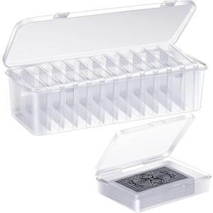 12 Pcs Playing Card Box, Clear Trading Card Storage Organizer 3.86 x 2.91 x 0.94 Inch Plastic Card Deck Case Snap Closed Holder Storage Organizer for Gaming Cards, Business Card Storage (12)