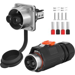 RVMARINEPAT 100 Amp Trolling Motor Plug and Receptacle Set - 6 to 4 AWG Wire Circular Connector - Fast Locking 2 Pin 12V-48V Power Connector - Waterproof for Marine Boat