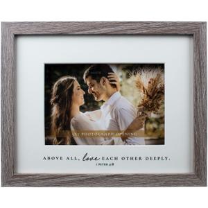 Elanze Designs Above All Love Each Other 9 x 11 Grey Wood Framed Wall Sign Fits 5 x 7 Photo