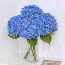 MARTINE MALL 4Pcs 21in Hydrangea Artificial Flowers, Latex Real Touch Hydrangeas Lifelike Large Hydrangea Flowers for Home Decor Party Arrangements Wedding Bouquets Centerpieces (Dark Blue)