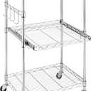 Whitmor Supreme Microwave Cart with Locking Wheels - Chrome with Food Safe Cutting Board 16 x 22.5 x 34 inches