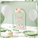 6 Pcs Baby in Bloom Shower Decorations, Baby Shower Sign, Newborn Gifts, Cards and Gifts Signs, Modern Arched Acrylic Table Top Signs With Stand for Birthday Party Decorations (Clear Pink Flower)