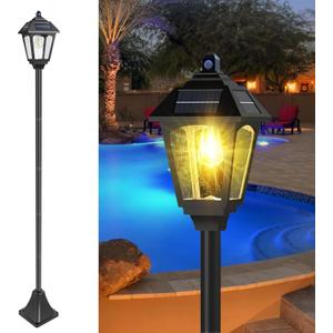 Solar Lamp Post Lights Outdoor Waterproof - 79" Super Bright Solar Pole Lights with Motion Sensor, 3 Colors in 1 for Garden and Patio, 79" tall