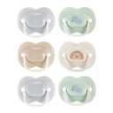 Tommee Tippee Anytime Matte Pacifier, 0-6 Months, Symmetrical Baglet, BPA-Free Binkies, Blue/Green, Pack of 6