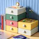 RETON 4 PCS Desktop Storage Drawers, Stackable Desk Organizer with Drawers, Large Capacity Desktop Storage Box for Office, School, Room, Dorm, Bathroom (4 Colors)