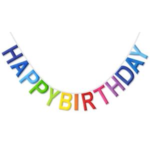 Pre-Strung Happy Birthday Banner NO DIY Happy Birthday Sign Reusable Personalized Birthday Party Banner Birthday Hanging Decoration Photo Prop for Kids Women Men Girl Boy (Rainbow)