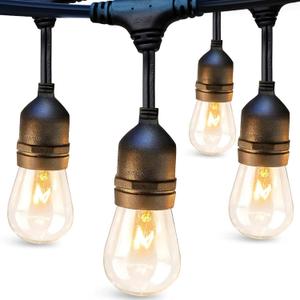 addlon 96FT(48FT*2) Outdoor String Lights Commercial Grade Weatherproof Strand, 36 Edison Vintage Bulbs, 30 Hanging Sockets 6 Spare Bulbs ETL Listed Decorative Christmas Lights for Patio Garden Black