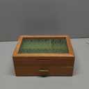 Wooden Jewelry Box, Large Size Case, Natural Solid Cherry Wood Vintage Trinket Organizer with 2-Layer Storage, Drawer, Ring Compartments, Necklace Hooks, Glass Lid, ek06-b-cherry