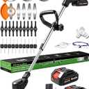 Akwnuoke Electric Weed Wacker Cordless 2 X 2.0Ah Battery Powered Weed Eater