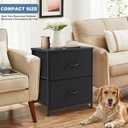 DUMOS Nightstand Small Dresser with 2 Fabric Drawers Side Tables Bedroom End Table Bedside Storage Furniture for 20 inch Tall Night Stand for Entryway, College Dorm, Classic Black, 11.8"D x 18"W x 20"H