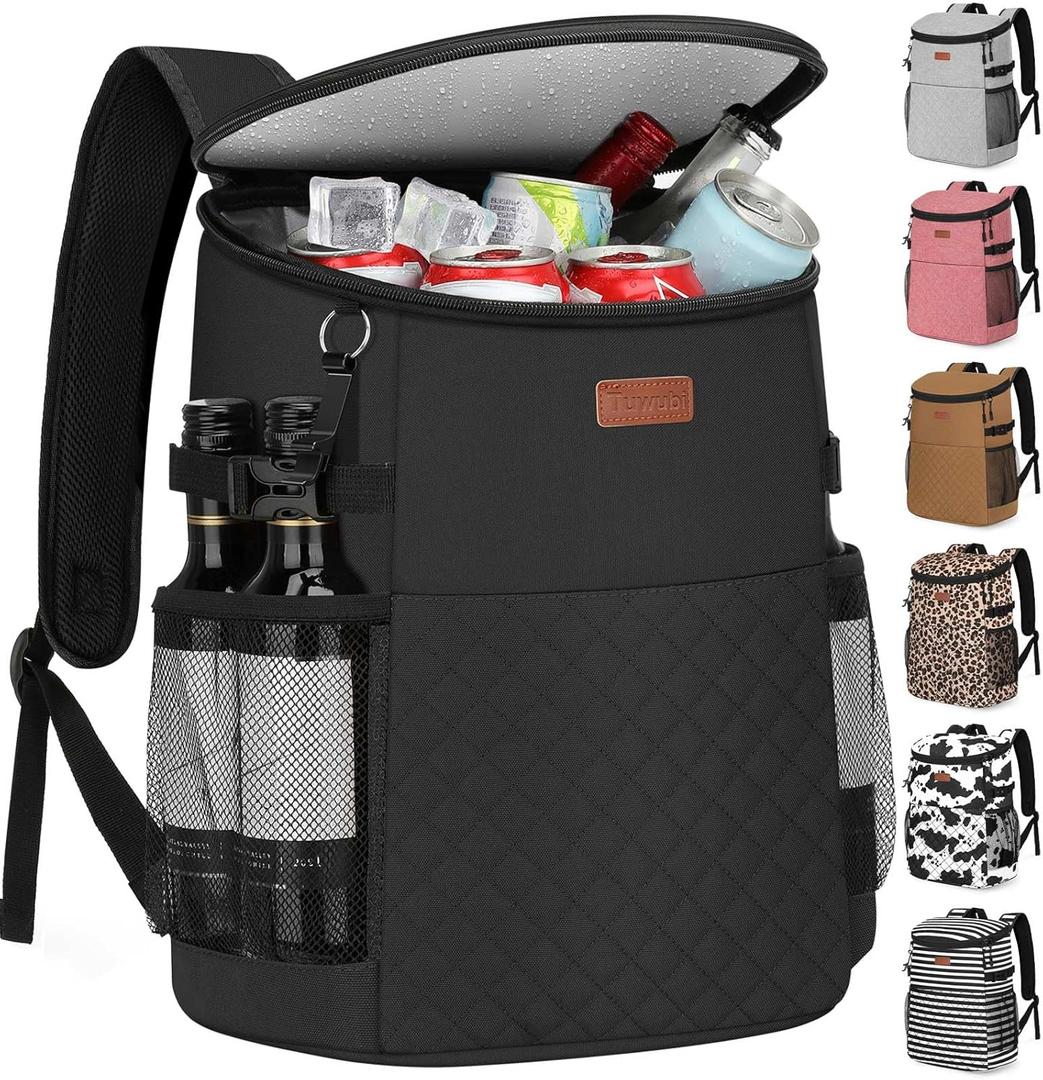 Soft Cooler Backpack 30 Cans/45 Cans, Backpack Coolers Insulated Leak Proof Thermal Lunch Backpack for Men Work Small Cooler Bag Beach Travel Picnic Drink Beverage Beer (Black)