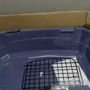 Amazon Basics Sturdy Portable 2-Door Top-Load Hard-Sided Pet Travel Carrier with Secure Ventilation, Handle, Front & Top Entry for Dogs, Cats, 22.8"L x 15"W x 13"H, Gray & Blue