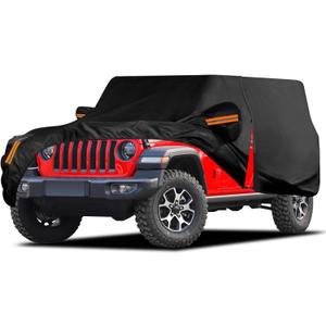 Waterproof Car Cover for Jeep Wrangler 4 Door 2006-2026 JK JL Outdoor Waterproof Sun Rain Snow Hail Protection with Driver Door Zipper