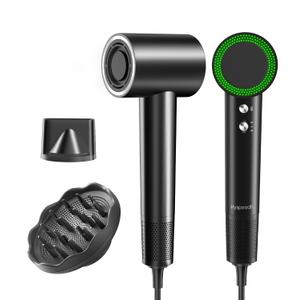 Hair Dryer with 110000 RPM High Speed 1400w Motor for 1-5min Fast Dry, 3 Heat/Cool Wind Level & 49db Low Noise,1.5 Billion Plasma & Travel Blow Dryer