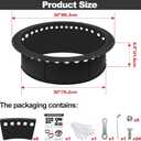Outdoor Smokeless Fire Pit Ring 34 Inch Outer/30 Inch Inner Diameter, Heavy Duty Metal Round Liner Insert for Outside DIY Campfire or Bonfire Ring, Above or In Ground Use