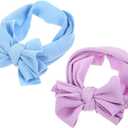 Dog Headband Bow, 2PCS Pet Cute Headwear Elastic Headband, Puppy Polyester Bow Headdress, Dog Stretchy Headgear Party Costume Accessories Photo Prop, Purple Blue