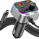 Syncwire Bluetooth 5.4 FM Transmitter Car Adapter 66W PD & QC 3.0 Fast Charging with USB-C Cable Wireless Radio Adapter with Light Control, HiFi Bass, Hands-Free Calling and Strong Mics