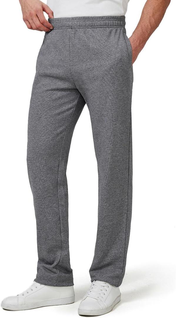Zylioo Men's Extra Long Sweatpants with Pockets Fits Over 6ft Open Bottom Joggers Wide Leg Athletic Pants for Tall Men