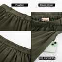 Belle Poque Women's Midi Skirt with Pockets Vintage A Line High Waisted Flowy Pleated Swing Skirts for Office (Green, XXL)