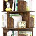 Aheaplus Rotating Bookshelf, 360 Display Wood Spinning Bookshelf Tower, 5 Tier Floor Standing Bookcase Storage Rack, Revolving Bookcase Corner Bookshelfs for Small Space, Study, Bed Room, Rustic Brown
