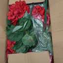 Hananona 6 Pcs Artificial Geranium Flowers for Outdoors Geranium Silk Red Flower Outdoor UV Resistant Garden Plants Faux Flowers for Christmas Home Kitchen Table Centerpieces Decor (6, Red)