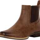 J's.o.l.e Ankle Cowboy Boots for Men Square Toe Chelsea Boots Mens Casual Retro Stylish Boots Size 9