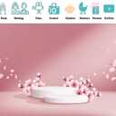 7x5ft Fabric Pink Cherry Blossom Podium Backdrop Romantic Flower Petal Fluttering Suitable for Bridal Shower Wedding Girls Birthday Party Mother's Day Photography Backgrounds