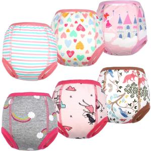 MooMoo Baby 6 Packs Potty Training Underwear Absorbent Vehicle Training Pants for Toddler Boys Pee Pants 2T-9T (4T, Pink(pack of 6))